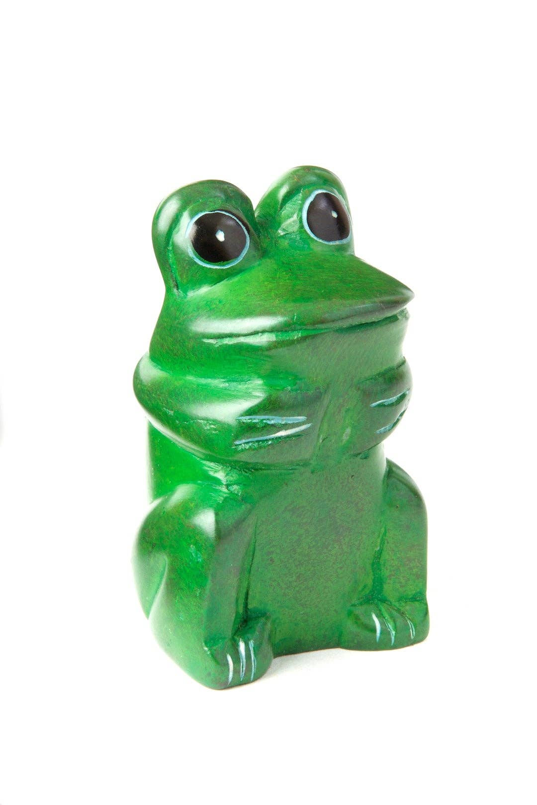 Set of Four Mini Soapstone Funny Frogs