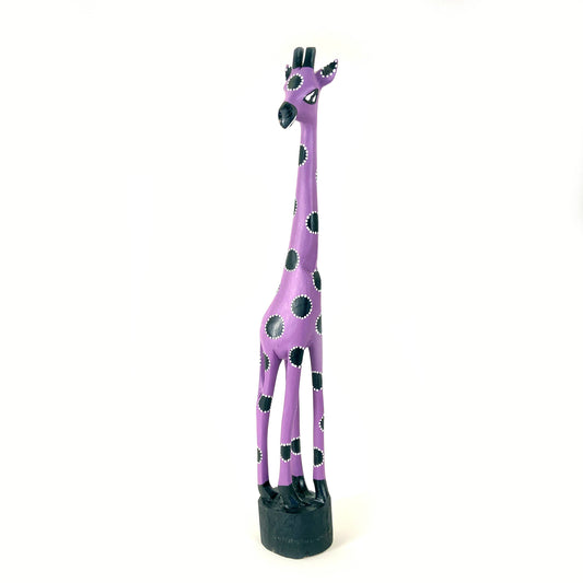 24" Giraffe Purple Painted Wood