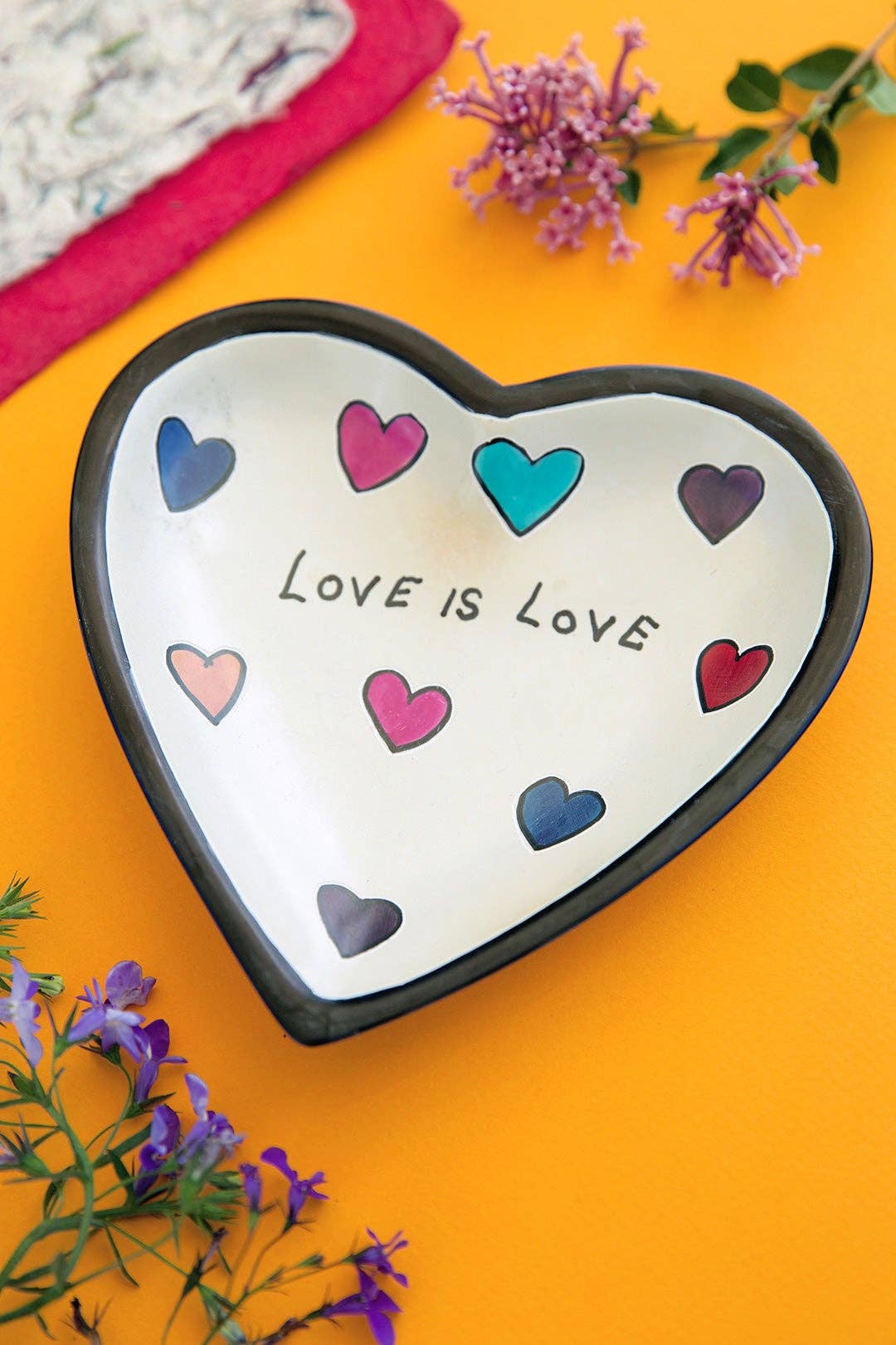 Kenyan Soapstone Love is Love Large Heart Dish