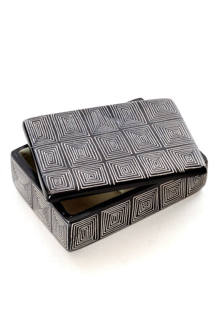 Segou Squares Mudcloth Rectangular Soapstone Desktop Box