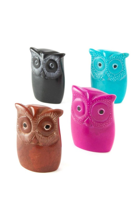 Set of Four Miniature Soapstone Wise Owls