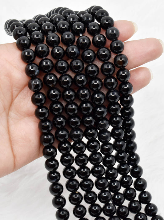 Black Onyx Round Beads, 4,6,8,10,12,14,16mm Mala Beads